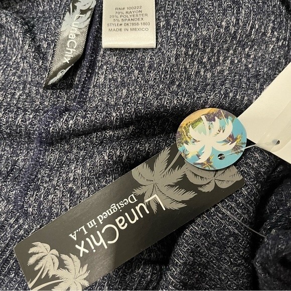 NWT LUNACHIX Heather Navy Brushed Hacci Knit Jumpsuit Size Medium - Picture 9 of 9